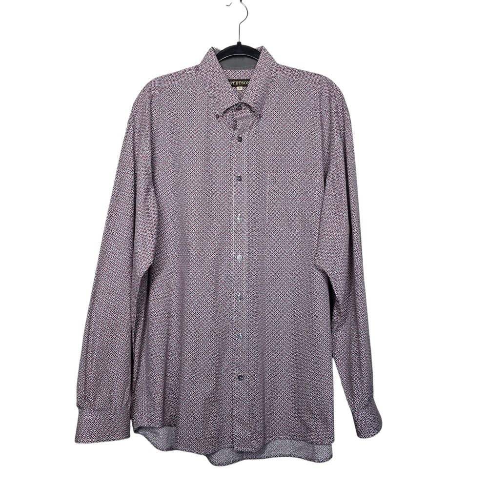 Stetson Men's Maroon Geometric Button Down Shirt